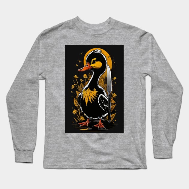 Black Goose with a knife Long Sleeve T-Shirt by DeathAnarchy